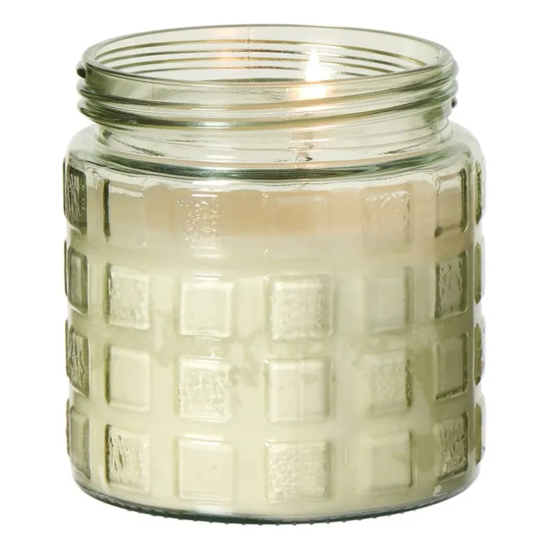 Citronella kaars in glas - blokpatroon - ø11.2x12 cm