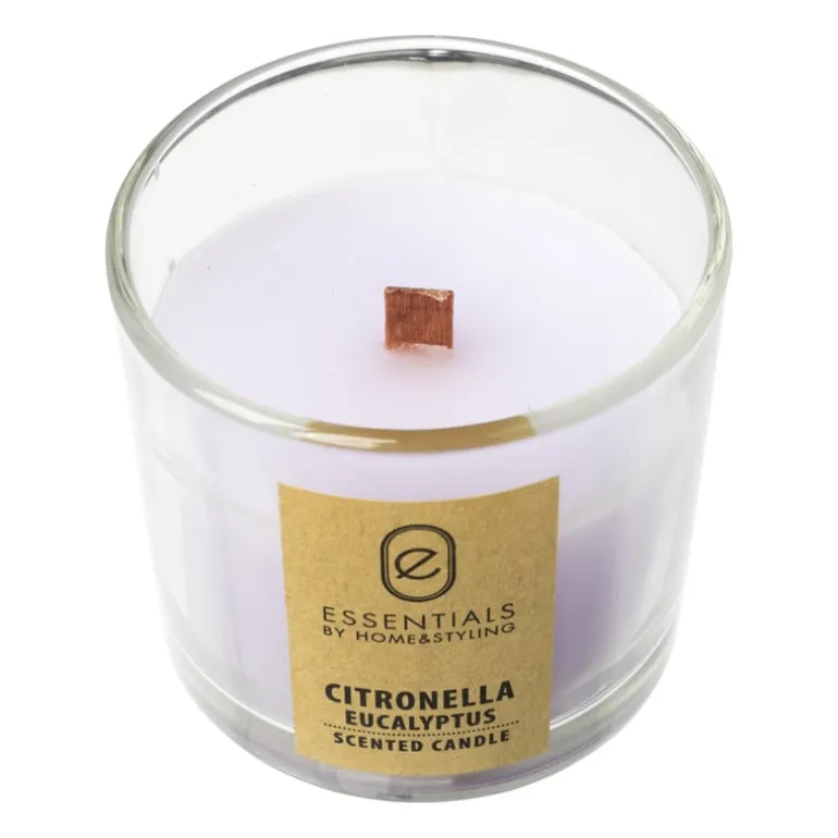 Citronella kaars in glas - diverse varianten - ø8x7.5 cm