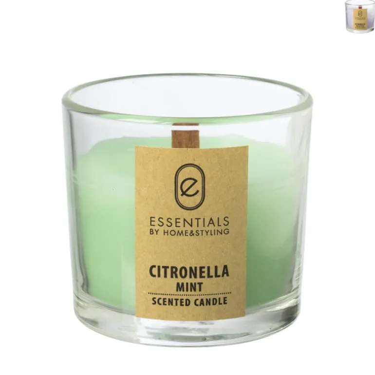 Citronella kaars in glas - diverse varianten - ø8x7.5 cm