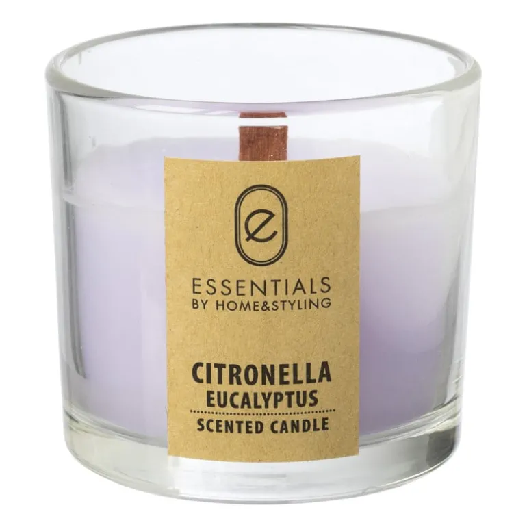 Citronella kaars in glas - diverse varianten - ø8x7.5 cm