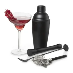 Cocktail shaker - zwart - 8,5x21 cm