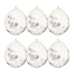 Confetti ballon - zilverkleurig - set van 6