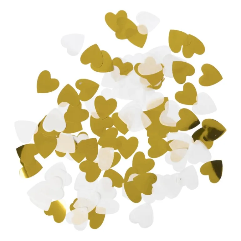 Confetti hartjes Goud/Wit