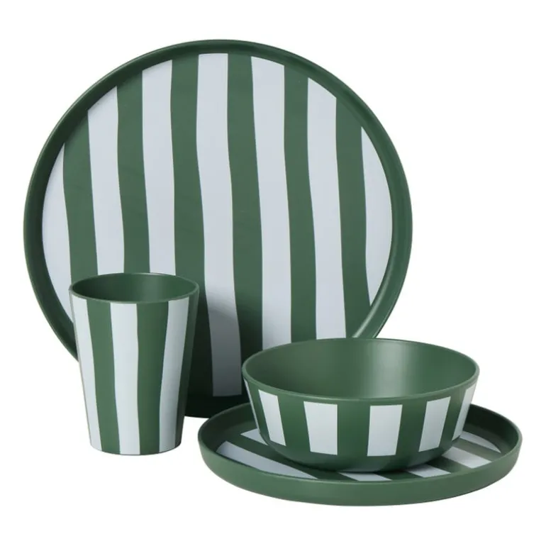 Cup streep - groen/wit - 340 ml