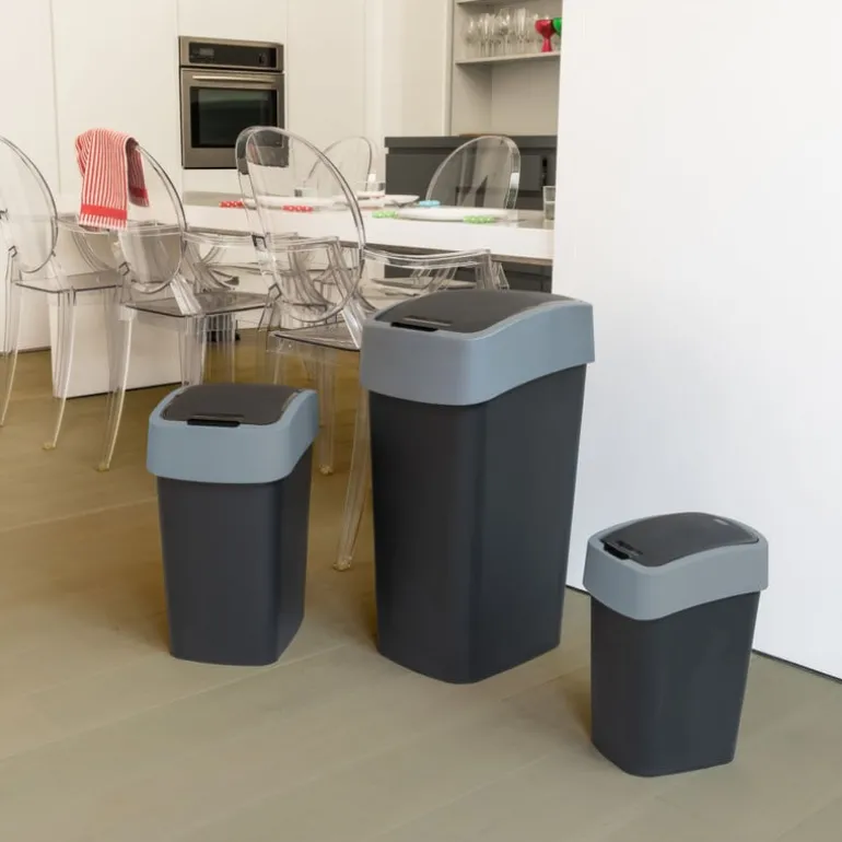 Curver flip bin prullenbak - grijs - 45 liter