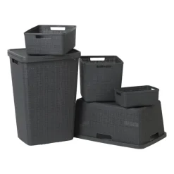 Curver jute opbergmand cube - 17 liter - grijs