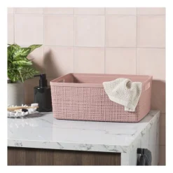 Curver jute opbergmand M - 12 liter - roze