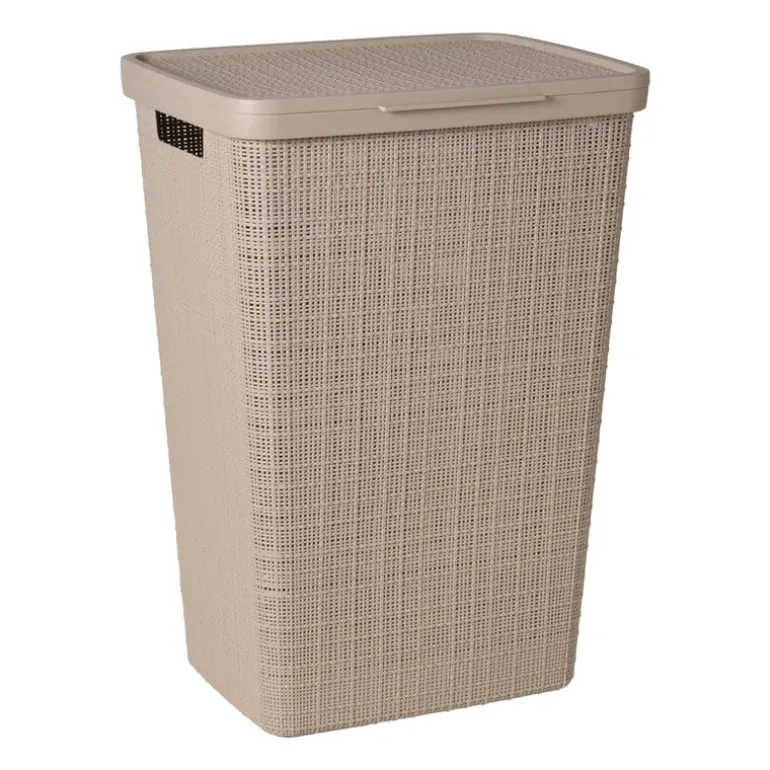 Curver jute wasmand met deksel - 58 liter - bruin