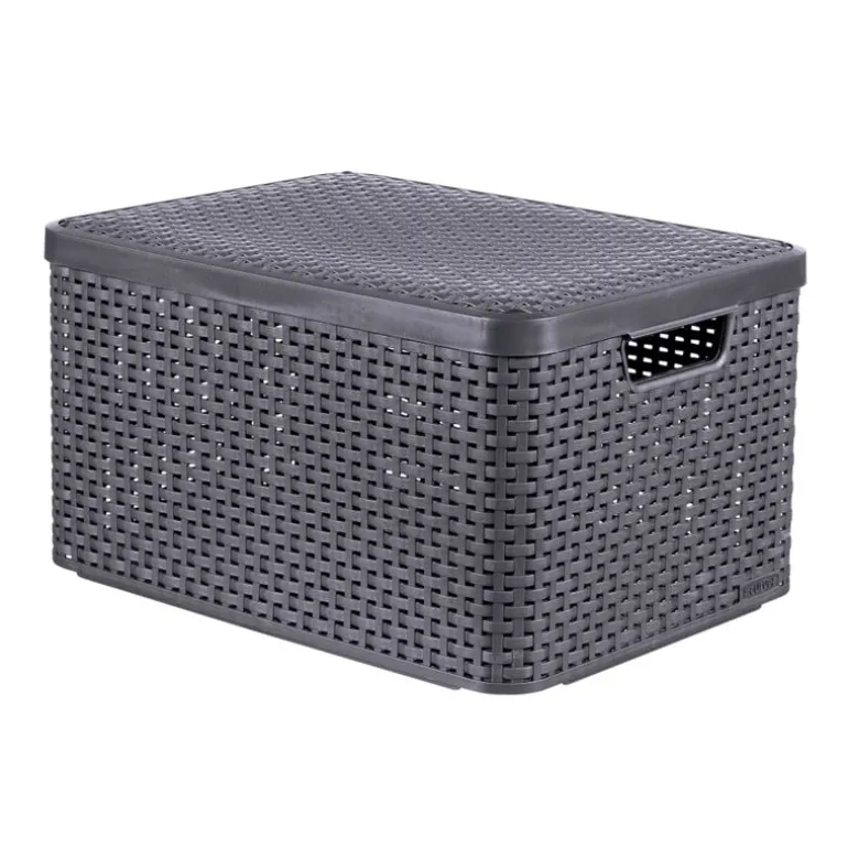 Curver opbergmand met deksel groot - grijs - 33x44.5x24.8 cm