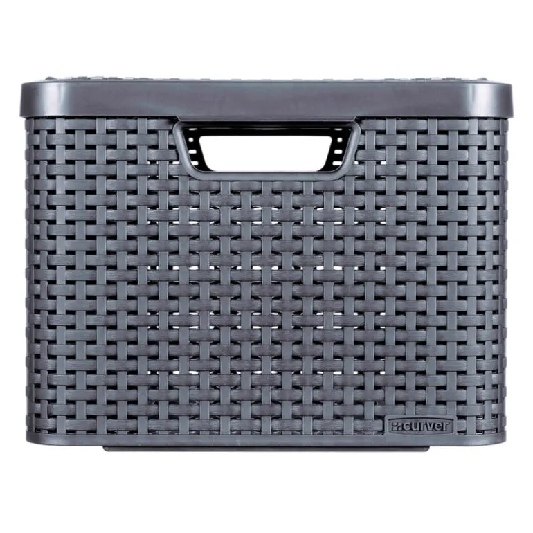 Curver opbergmand met deksel groot - grijs - 33x44.5x24.8 cm