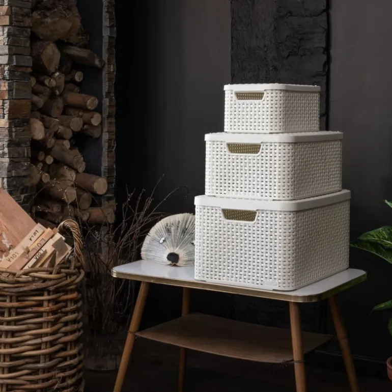 Curver opbergmand met deksel groot - wit - 33x44.5x24.8 cm