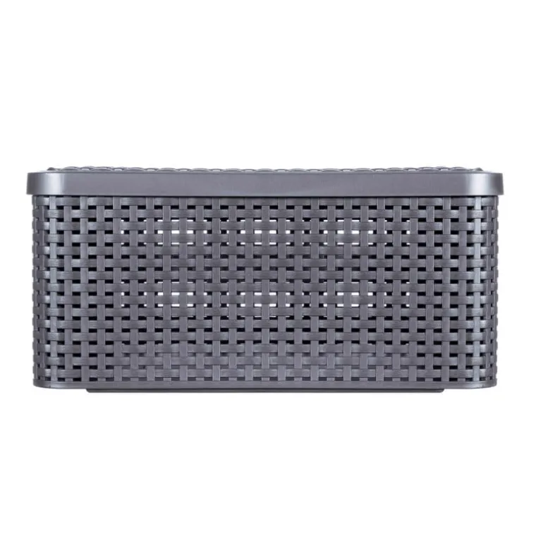 Curver opbergmand met deksel middel - grijs - 28.7x38.6x17 cm