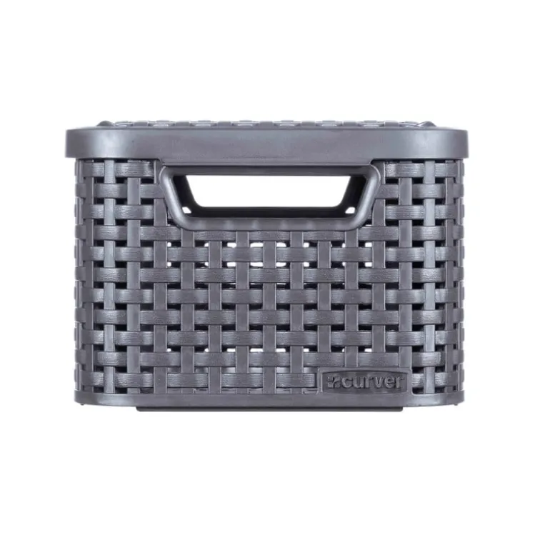 Curver opbergmand met deksel klein - grijs - 19.8x29x14.2 cm
