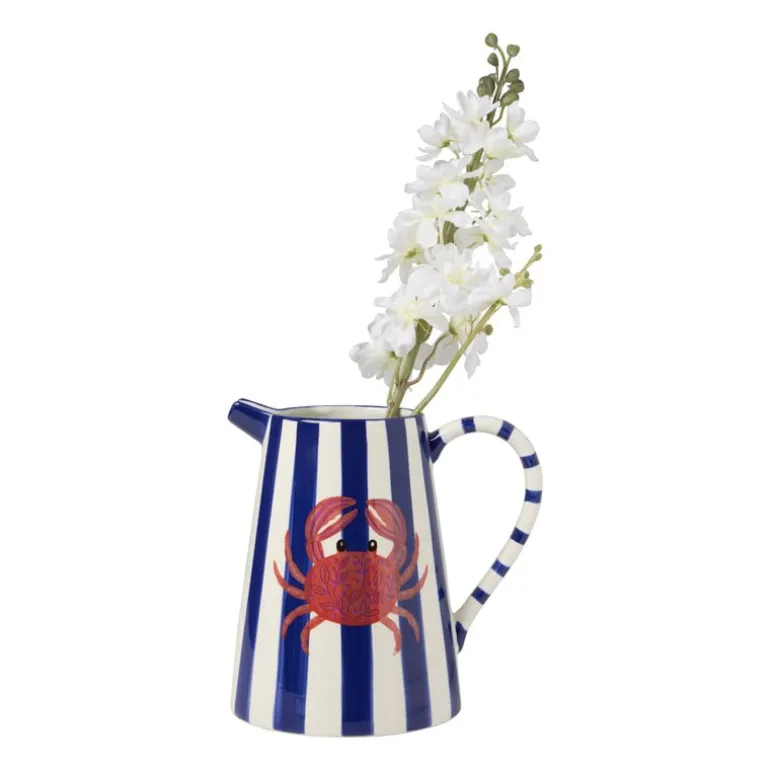 Decoratie vaas krab - blauw/rood - 24.5x25x18.5 cm