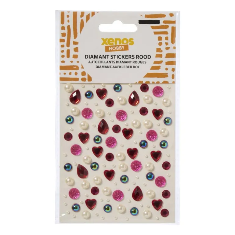 Decoratieve stickers hart & parel - rood