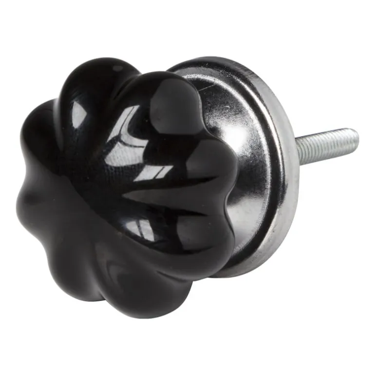 Deurknopje pompoen - zwart - ø3.5 cm