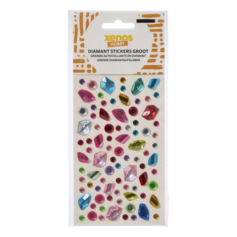 Diamant stickers groot - multikleur