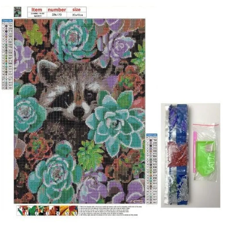 Diamond paint - wasbeer - 40x30 cm