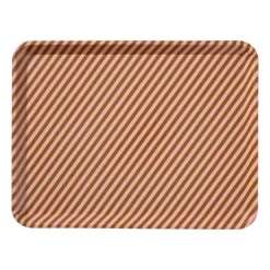 Dienblad streep - roze/bruin - 2.2x40x29 cm