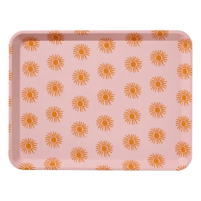 Dienblad zonnetjes - roze/oranje - 2.2x40x29 cm