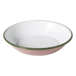 Diep bord emaille - roze/groen - ø21.5x4 cm