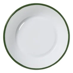 Diep bord emaille - roze/groen - ø21.5x4 cm