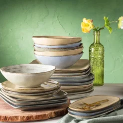 Diep bord Toscane - grijs - 19 cm