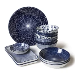 Dinerbord blue print - stripes - ⌀26 cm