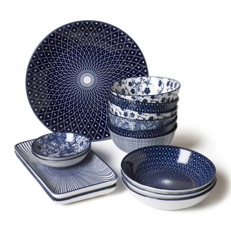 Dinerbord blue print - stripes - ⌀26 cm