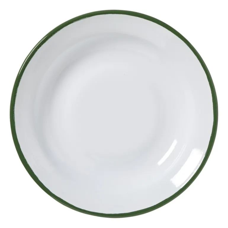 Dinerbord emaille - roze/groen - ø24x3 cm