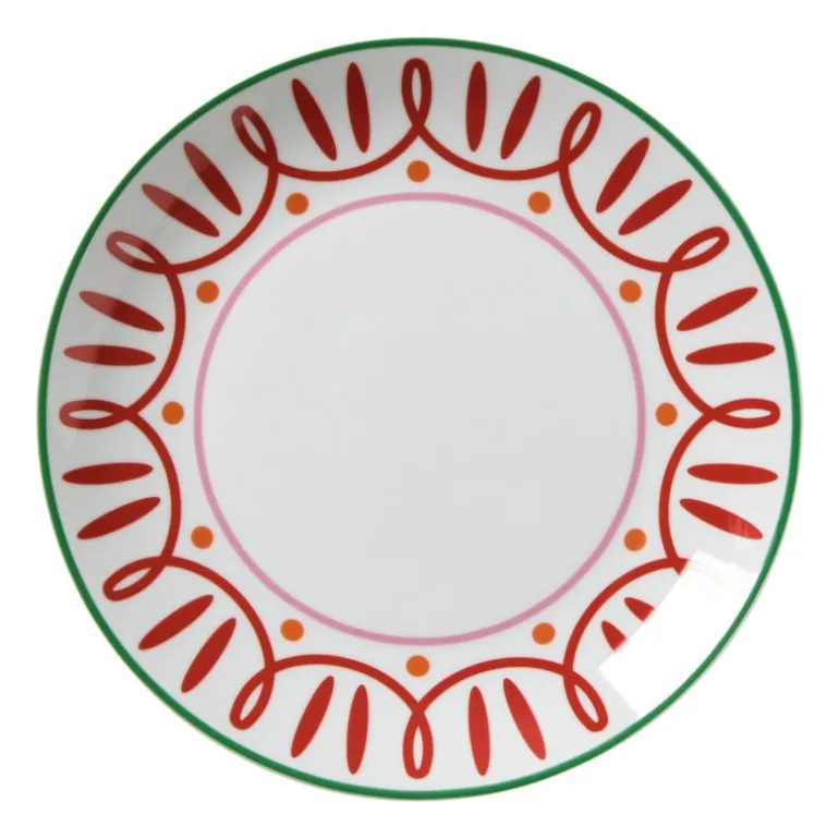 Dinerbord holly jolly - rood - ø26.8x2.8 cm