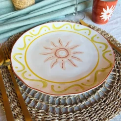 Dinerbord luna - beige/roze/geel - ø25x3 cm
