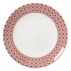 Dinerbord Mirna ruit - rood/wit - ø26.8x2.2 cm