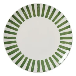 Dinerbord streep - groen/wit - ø26.5x2 cm