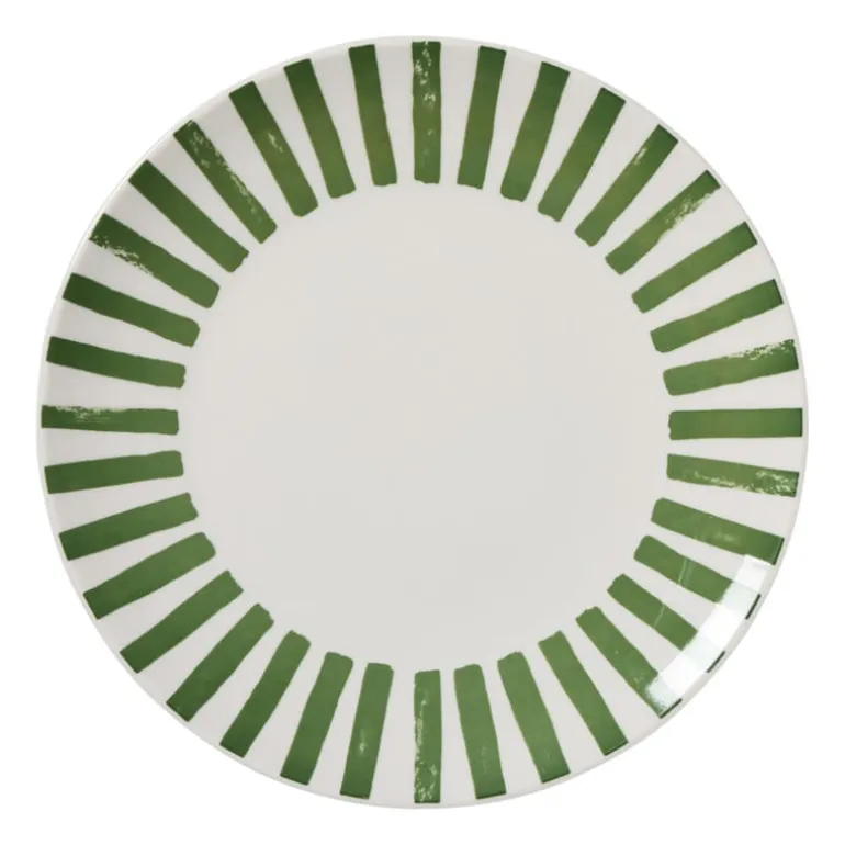 Dinerbord streep - groen/wit - ø26.5x2 cm