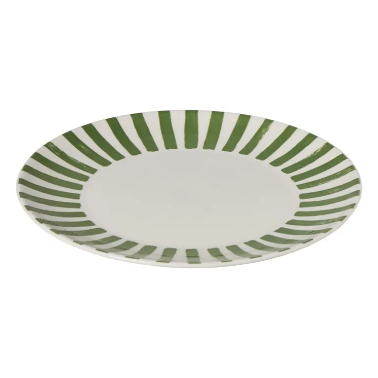 Dinerbord streep - groen/wit - ø26.5x2 cm