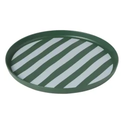 Dinerbord streep - groen/wit - ø26.5x2 cm