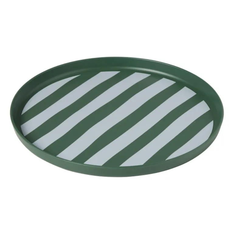 Dinerbord streep - groen/wit - ø26.5x2 cm