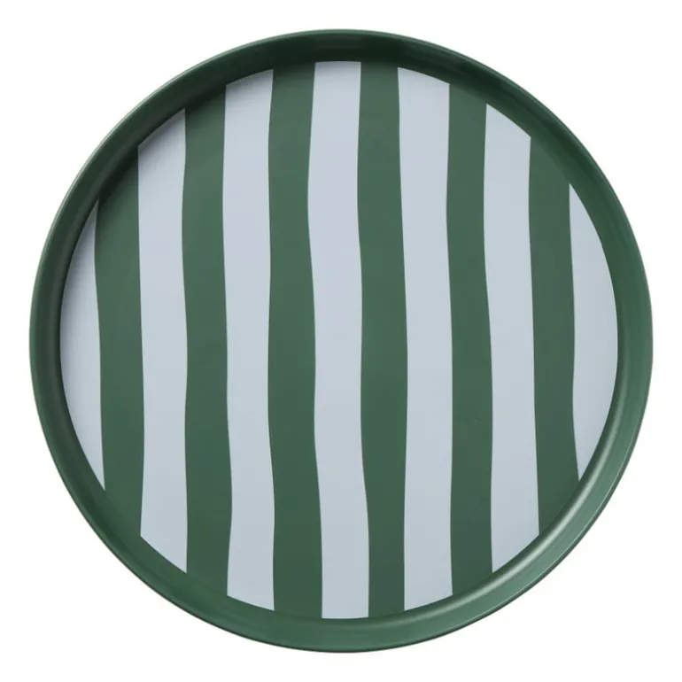 Dinerbord streep - groen/wit - ø26.5x2 cm