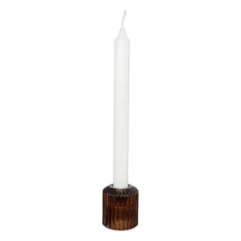 Diner/theelichthouder - lichtbruin - ø5.5x6 cm