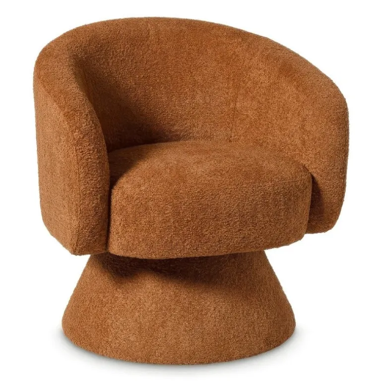 Draaifauteuil bouclé - bruin - 74x68x66 cm