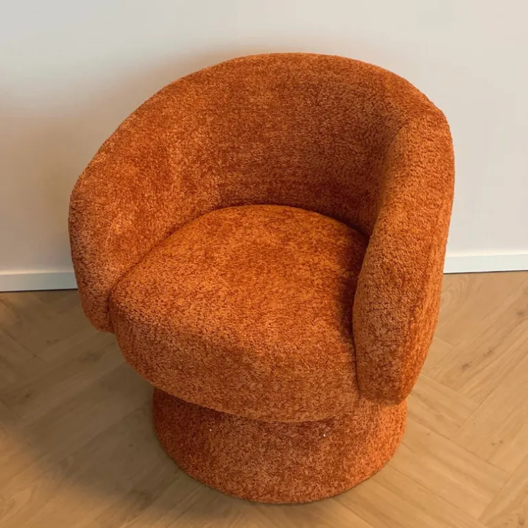Draaifauteuil bouclé - bruin - 74x68x66 cm