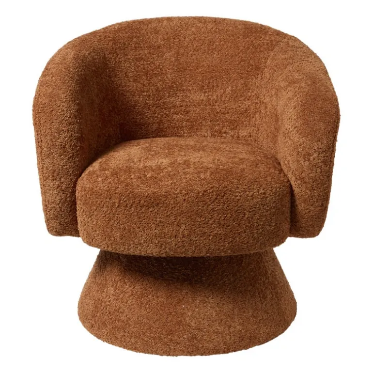 Draaifauteuil bouclé - bruin - 74x68x66 cm