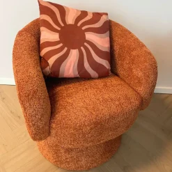Draaifauteuil bouclé - bruin - 74x68x66 cm