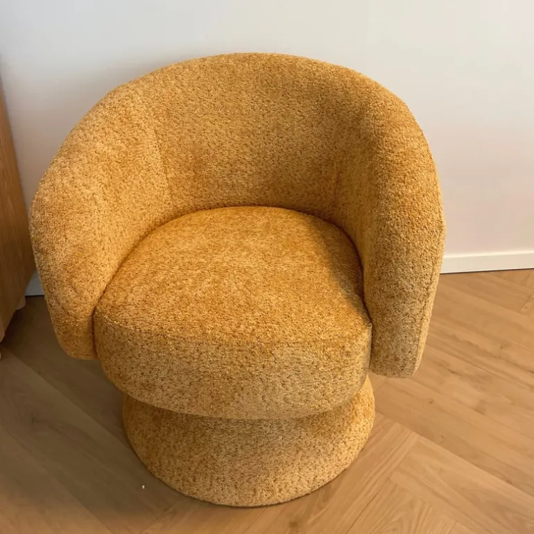 Draaifauteuil bouclé - oker - 74x68x66 cm