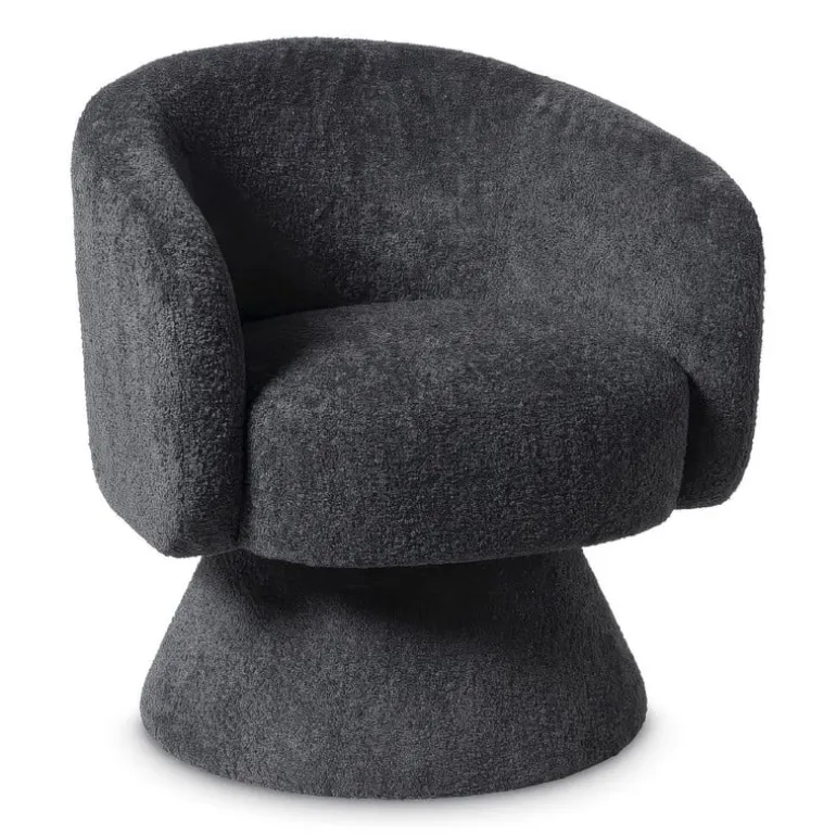 Draaifauteuil bouclé - zwart - 74x68x66 cm