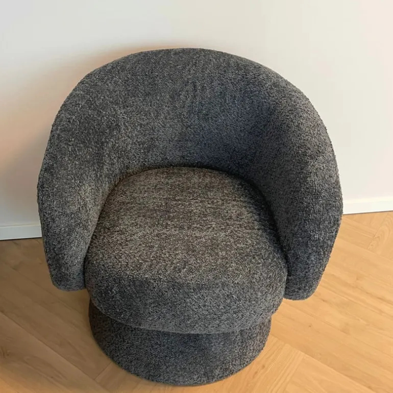 Draaifauteuil bouclé - zwart - 74x68x66 cm