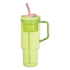 Drinkbeker met rietje Titan - groen - 1 liter
