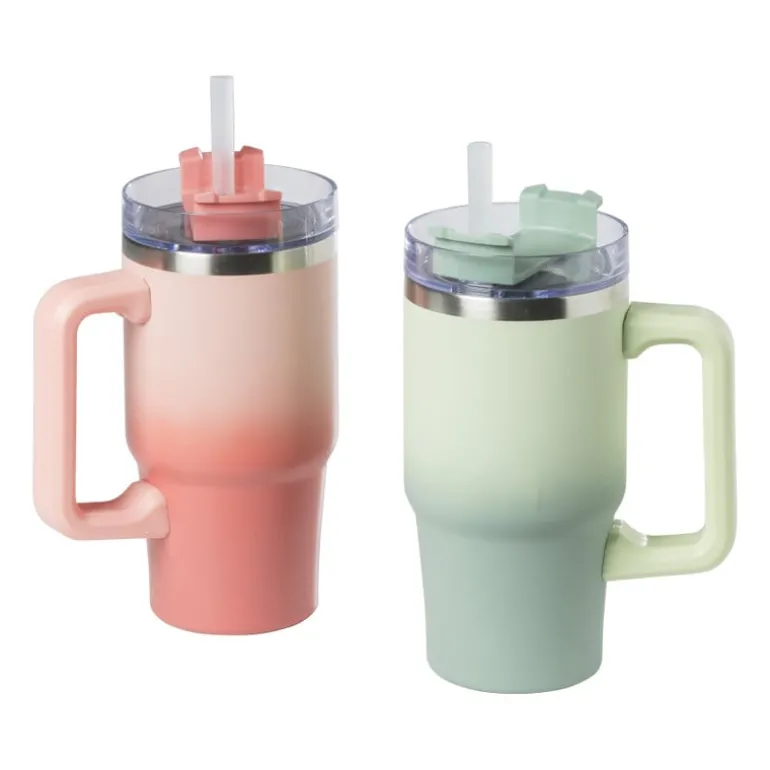 Drinkbeker thermo met draaideksel - roze - 600 ml