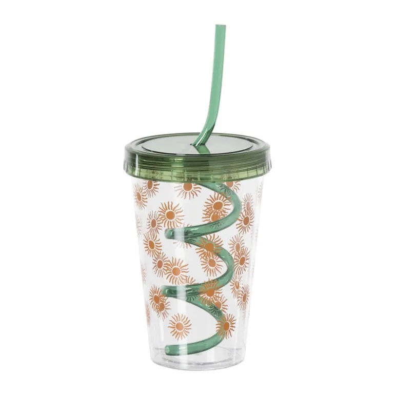 Drinkbeker zonnetjes - groen/oranje - 380 ml